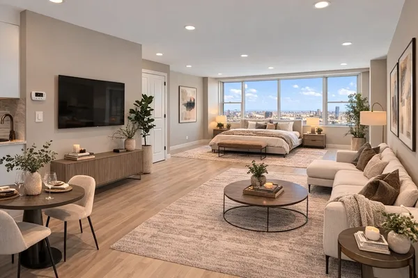 a living room with furniture and a flat screen tv