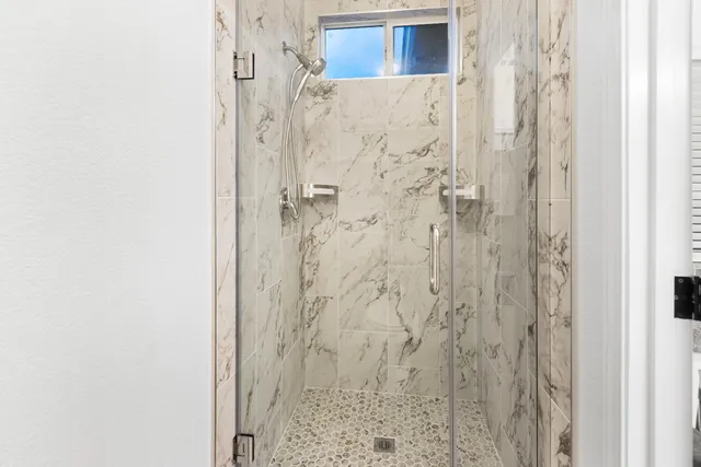 a bathroom with a shower