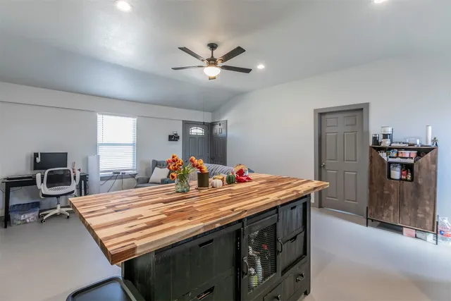 a room with a bed and a table