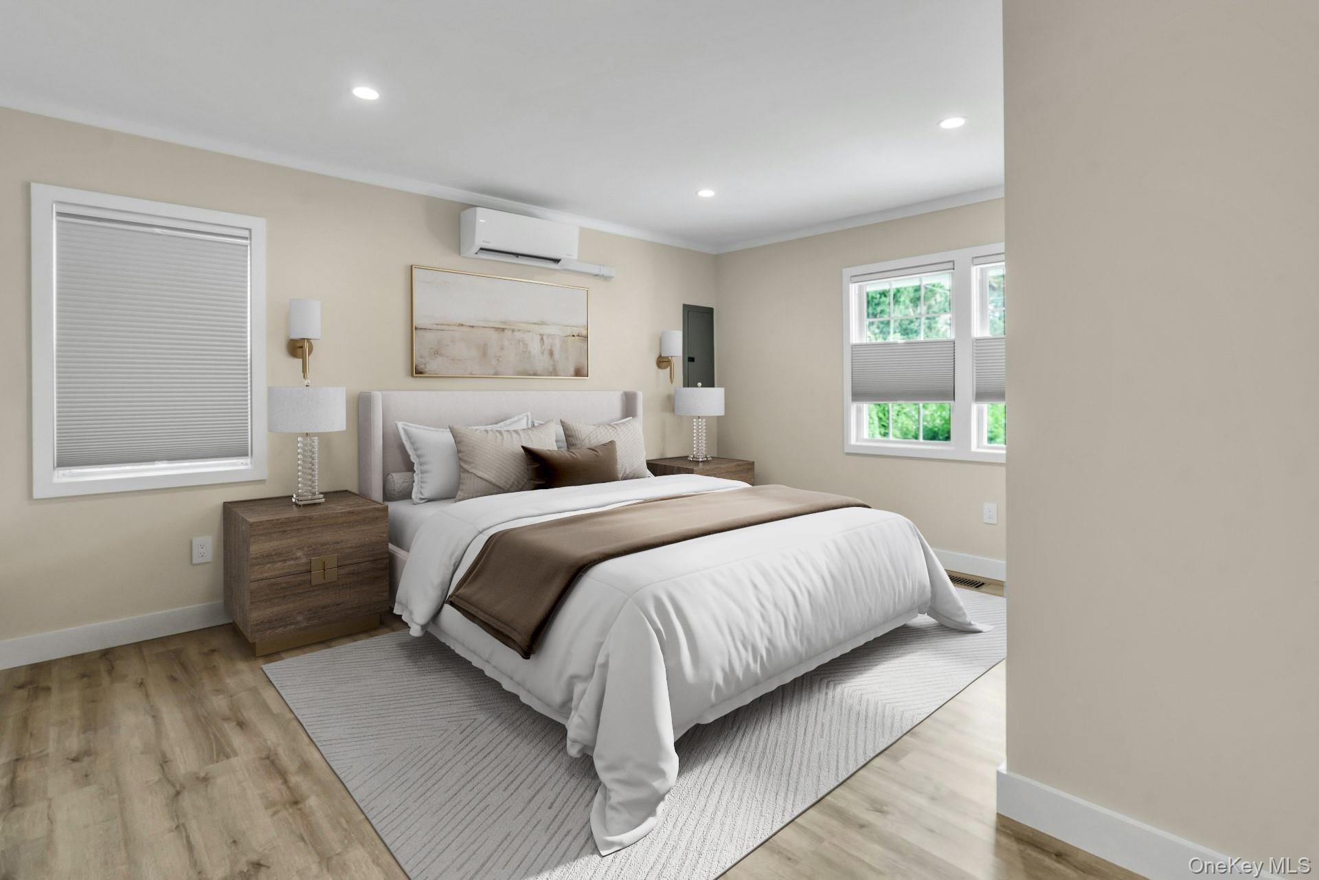 20 Robert Road Glen Cove, NY 11542 - Photo 8 of 23 Primary bedroom on the first floor, staged, with spacious walk-in double door closet,