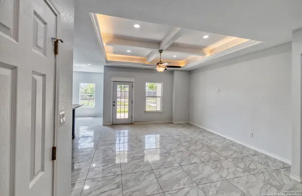 a view of an entryway with a front door