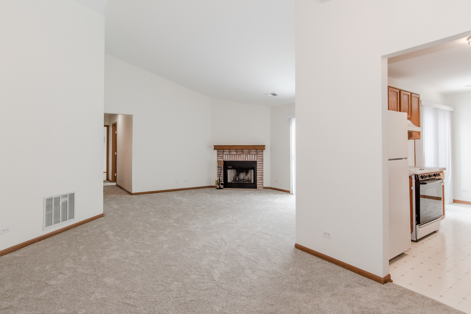 329 Sheffield Court, Unit 2 Roselle, IL 60172 - Photo 2 of 28 an empty room with closet and a fireplace