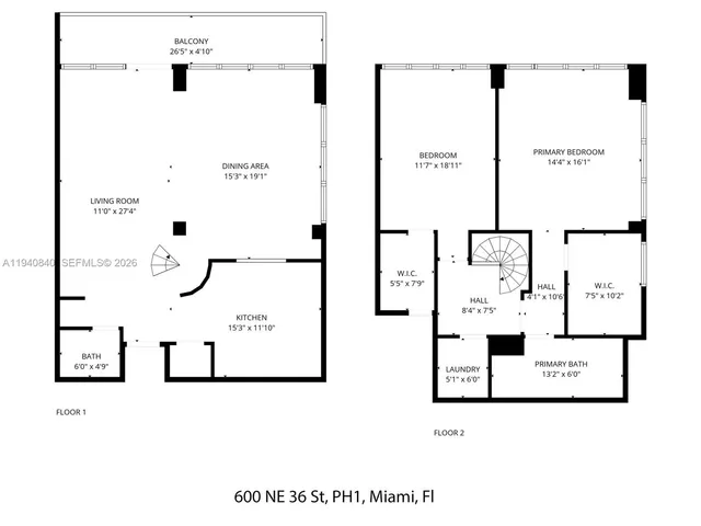 $4,800 | 600 Northeast 36th Street, Unit PH1, Miami, FL 33137