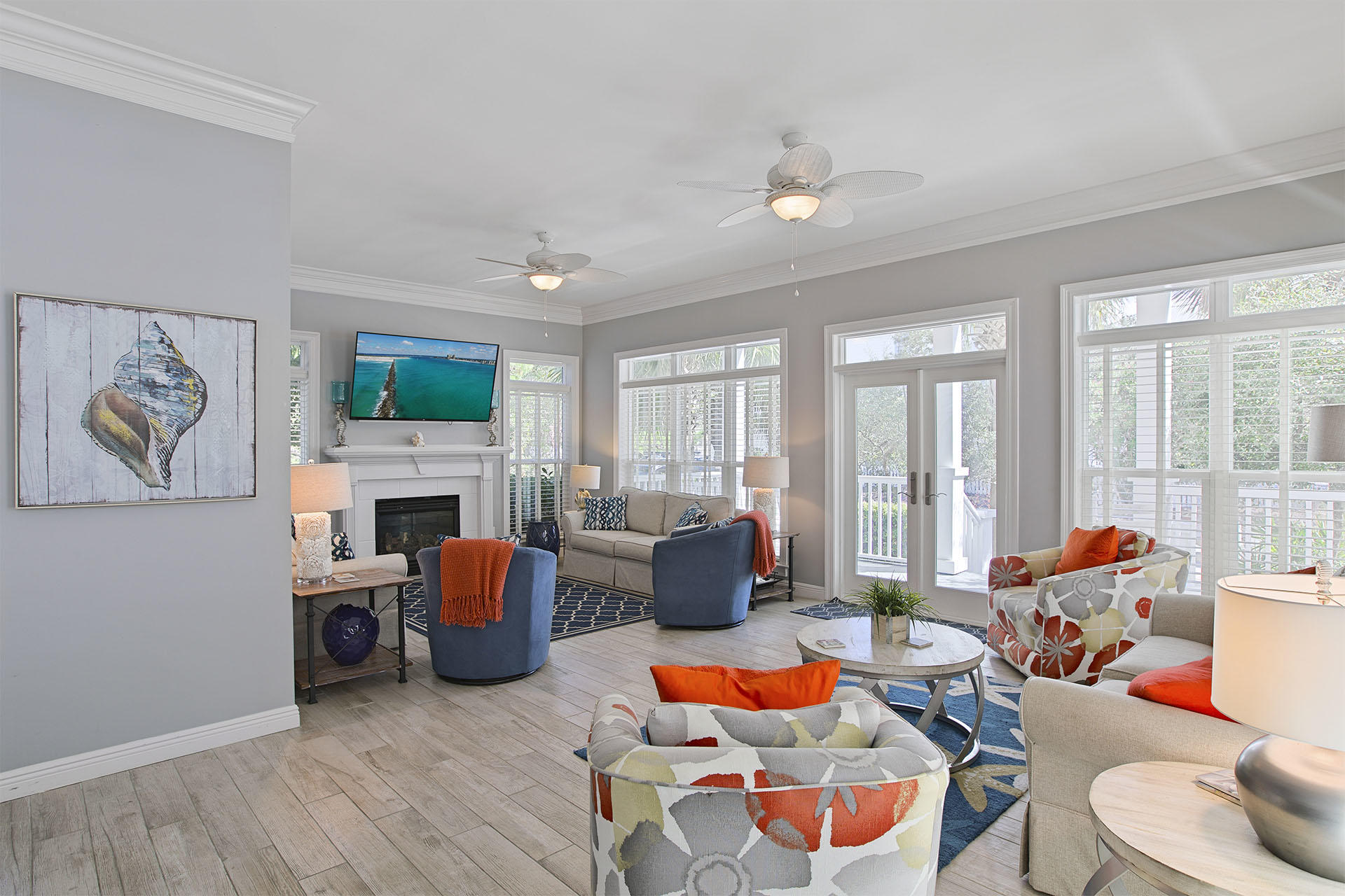 91 Old Beach Road Santa Rosa Beach, FL 32459 - Photo 9 of 25 a living room with furniture and a fireplace