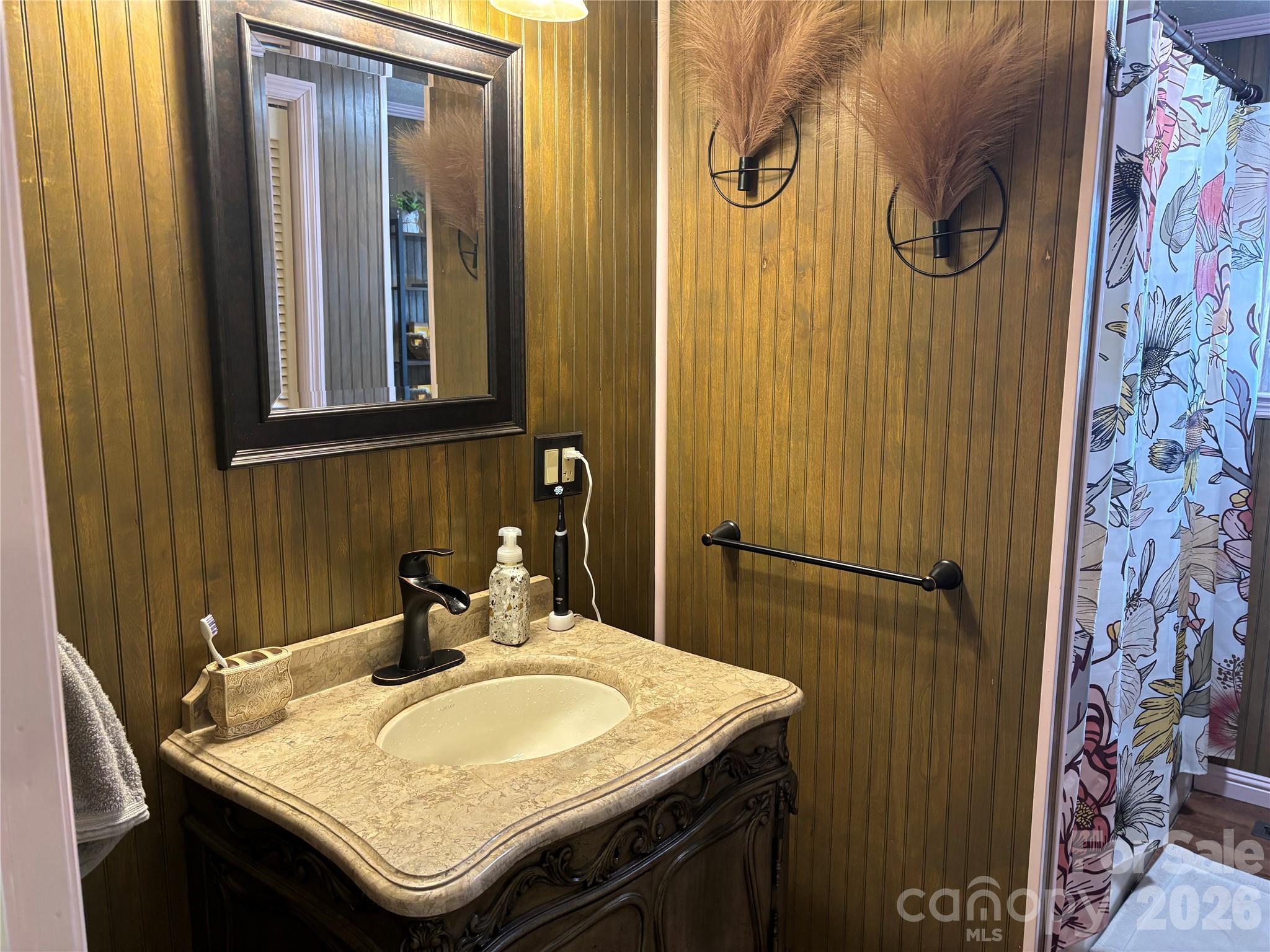 190 Benfield Road Crossnore, NC 28657 - Photo 16 of 36 a bathroom with a sink and a mirror