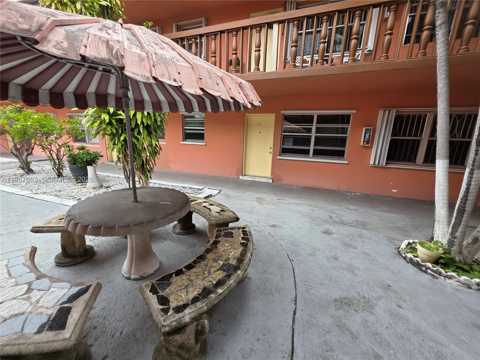 courtyard in front of the unit