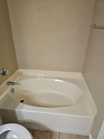 a bathroom with a bathtub