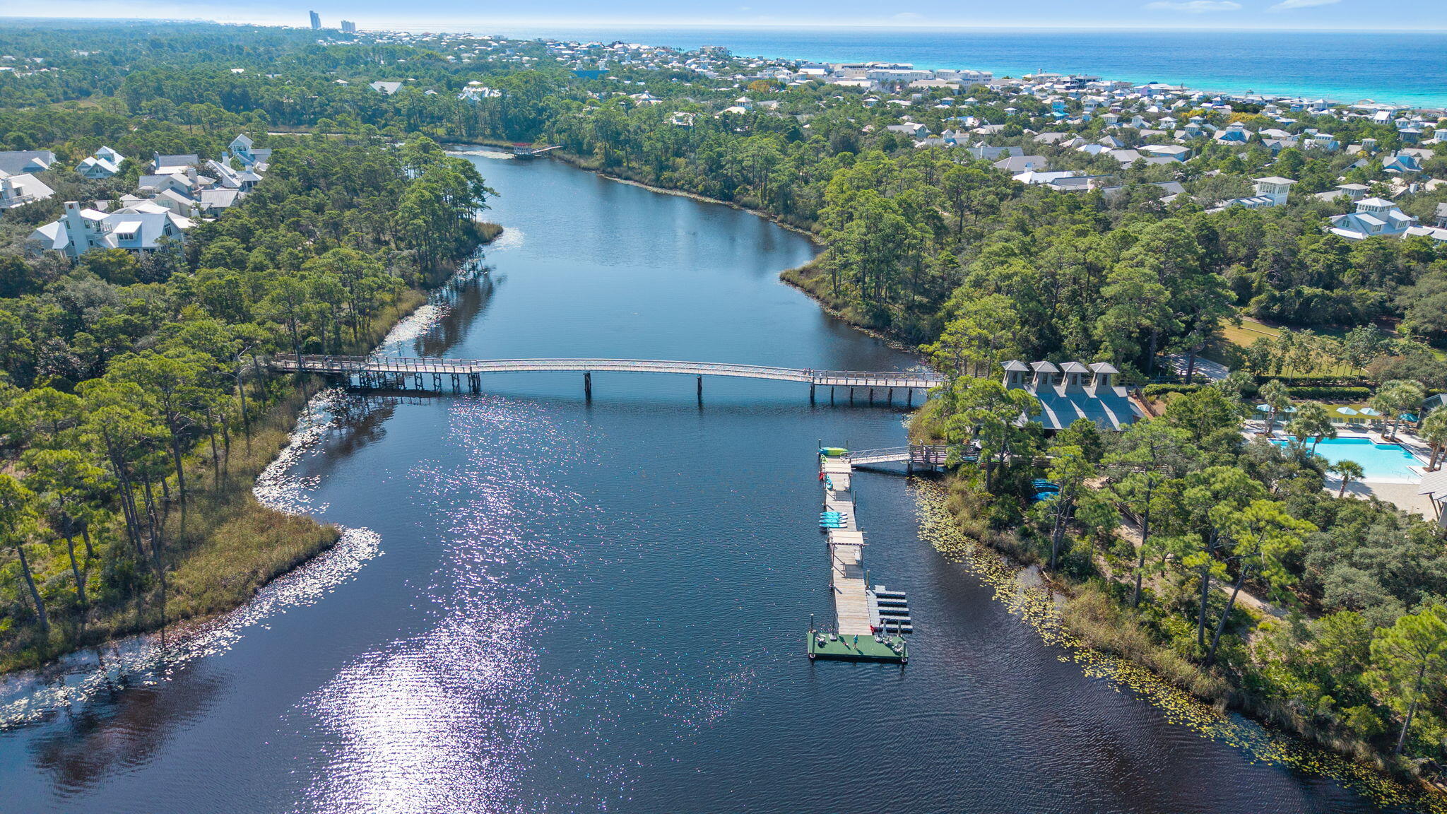 133 Silver Laurel Way Santa Rosa Beach, FL 32459 - Photo 42 of 42 an aerial view of a house with a yard and lake view