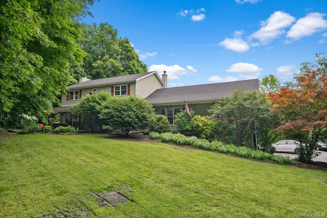 an aerial view of green landscape with trees houses and mountain view