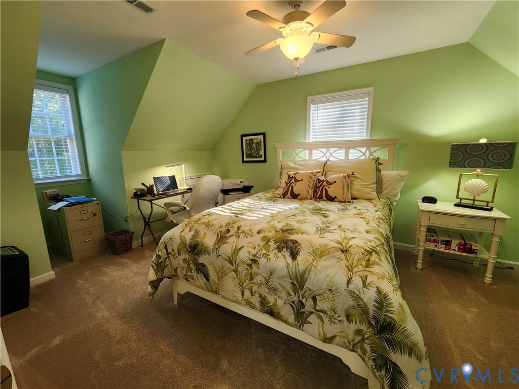 2744 Smokey Road Aylett, VA 23009 - Photo 33 of 72 Sloped ceiling room featuring a ceiling fan, two w