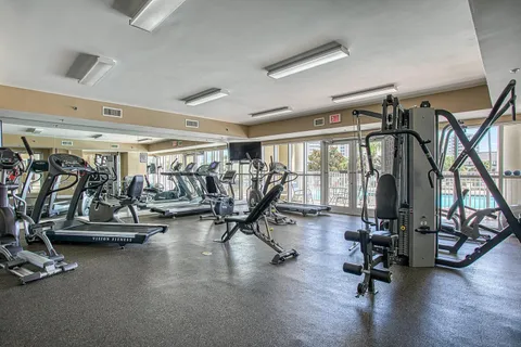 a view of a room with gym equipment