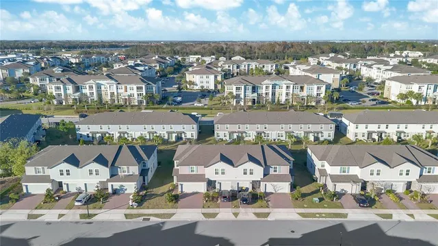 a view of a city with tall buildings