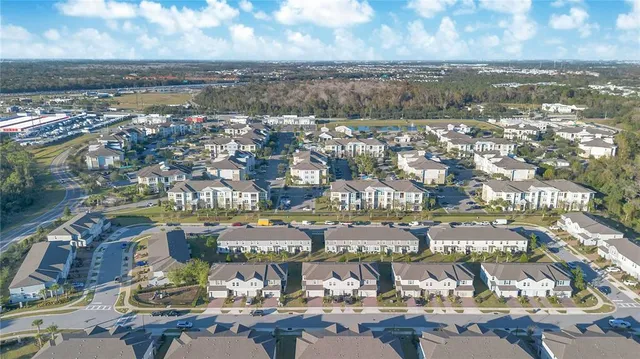 an aerial view of a city