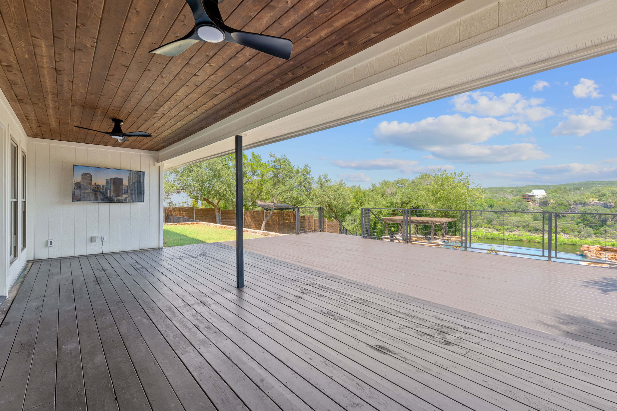 1325 Likeness Road Spicewood, TX 78669 - Photo 22 of 40 Deck featuring ceiling fan