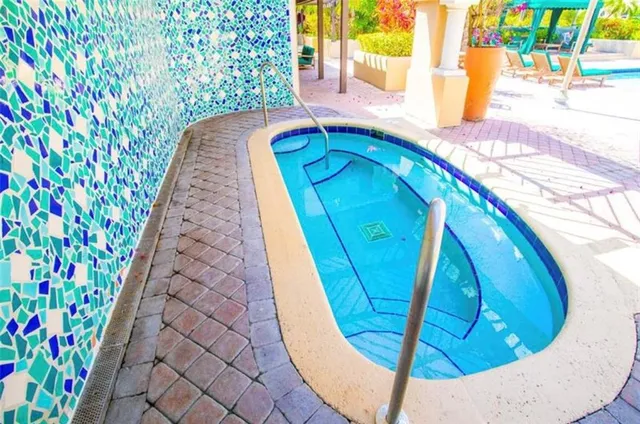 a building view with a garden