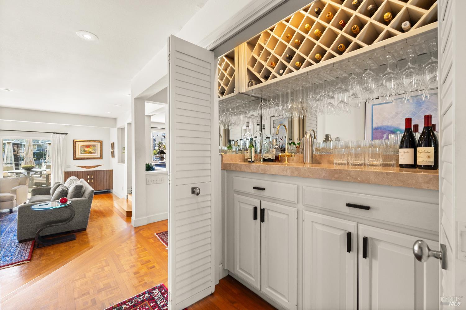 26 Mooring Road San Rafael, CA 94901 - Photo 30 of 60 A wet bar is located just off the kitchen and living area.