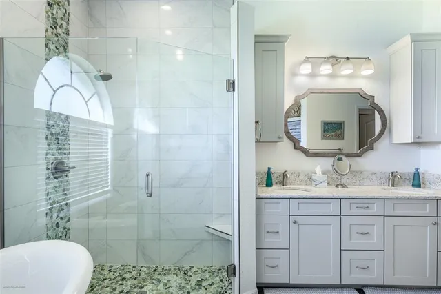 a bathroom with a shower