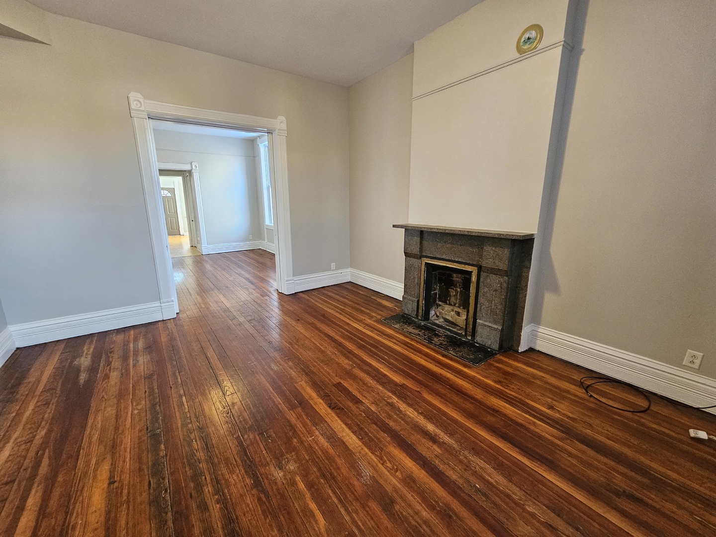2000 South Ashland Avenue, Unit 1 Chicago, IL 60608 - Photo 6 of 23 a view of an empty room with wooden floor and a fireplace