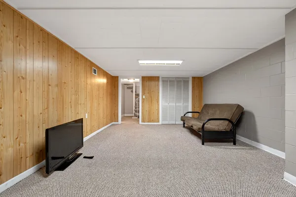 a living room with furniture