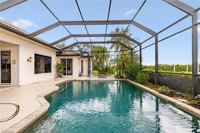 a swimming pool with mountain view