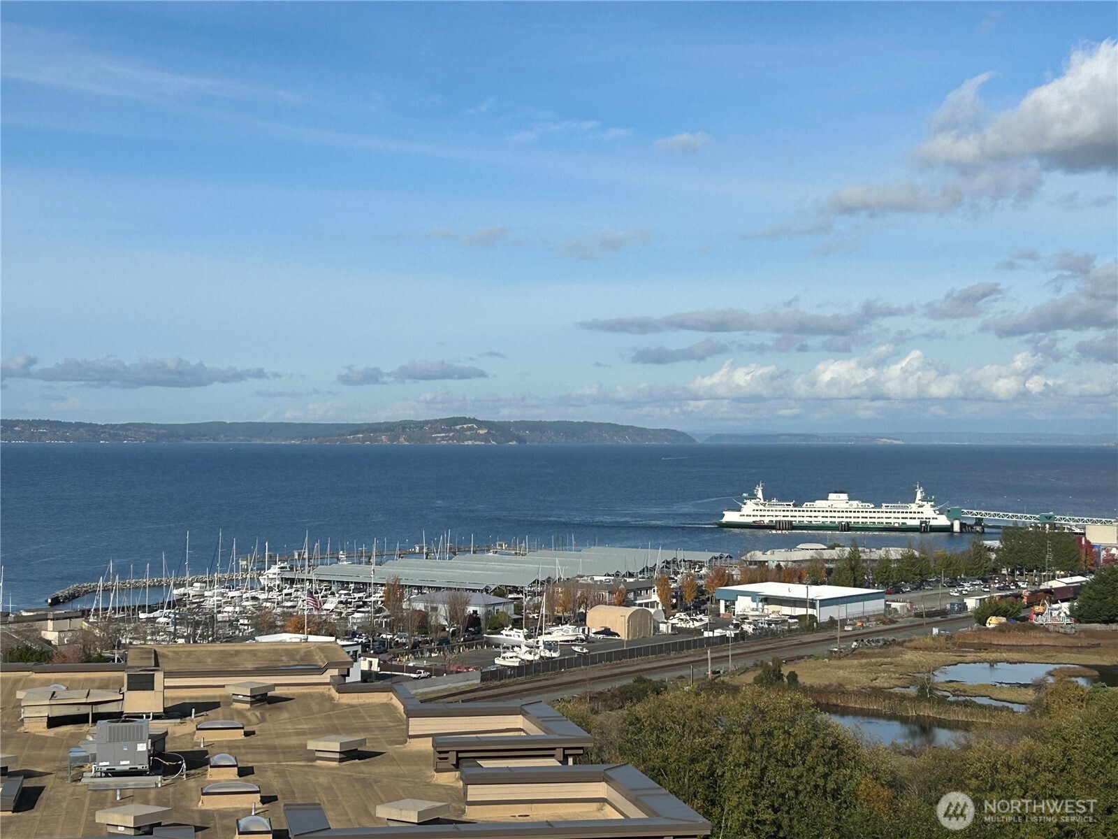 a view of city and ocean