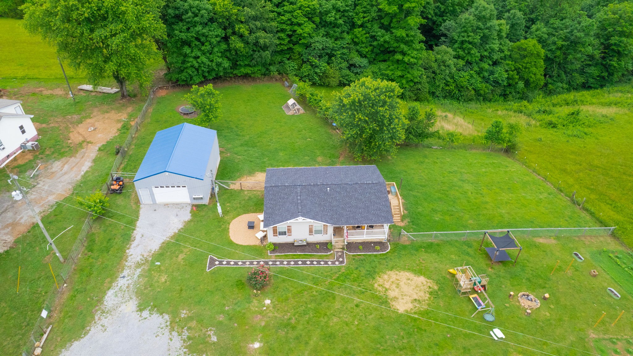 an aerial view of a house