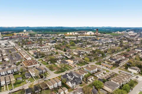 an aerial view of multiple house