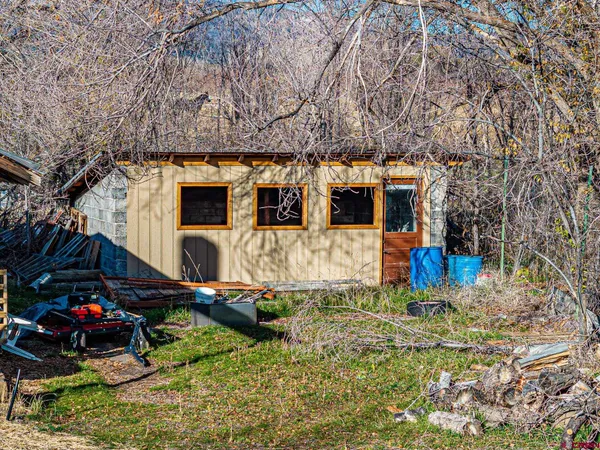 a view of a yard with plants
