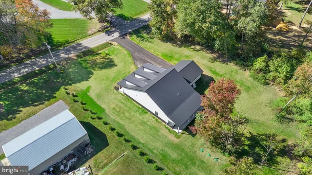 an aerial view of a house
