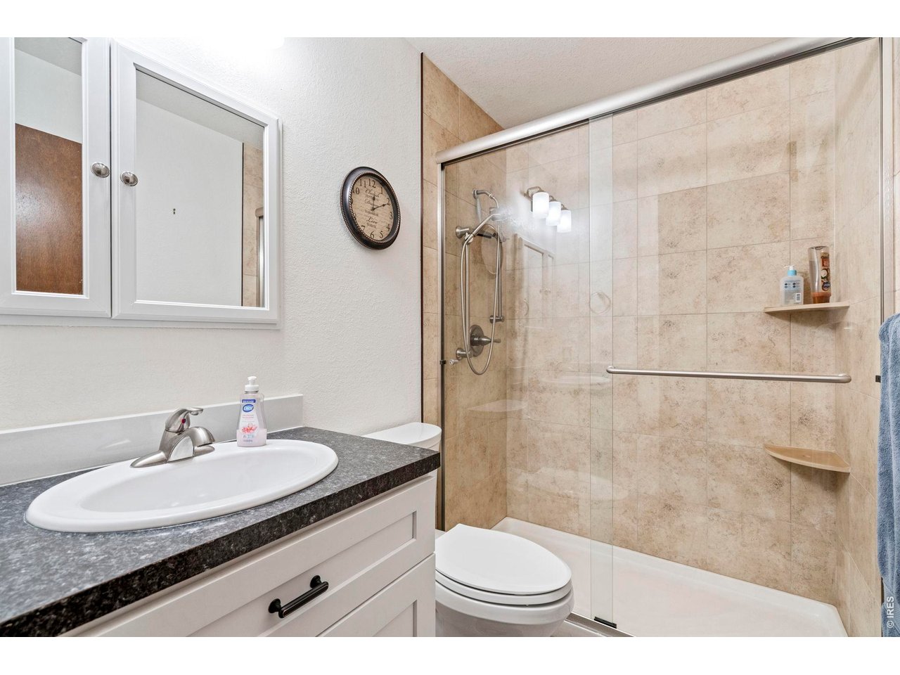 300 Ranch Acres Drive Loveland, CO 80538 - Photo 20 of 38 a bathroom with a sink toilet a mirror and shower