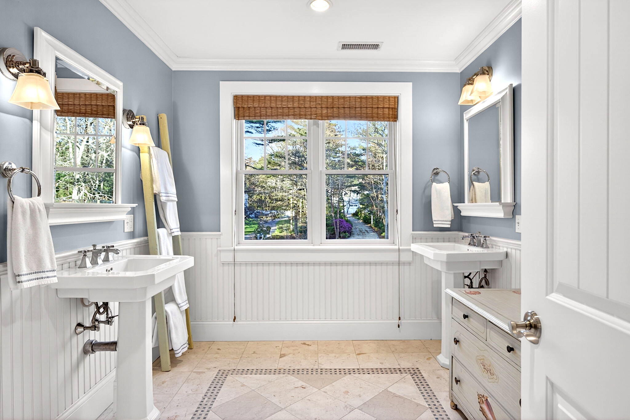 205 Little River Road Cotuit, MA 02635 - Photo 26 of 60 a bathroom with a sink vanity tub and a mirror
