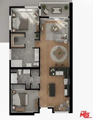 a bathroom with a sink vanity and mirror