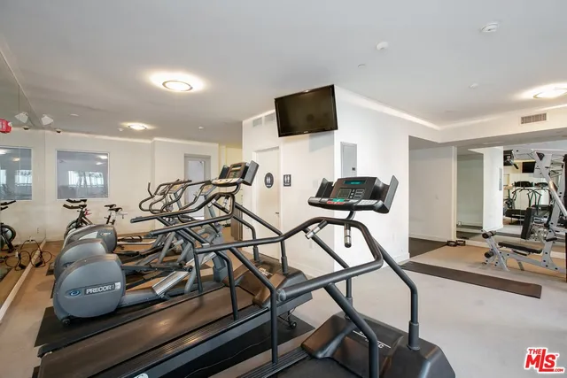 a view of a room with gym equipment