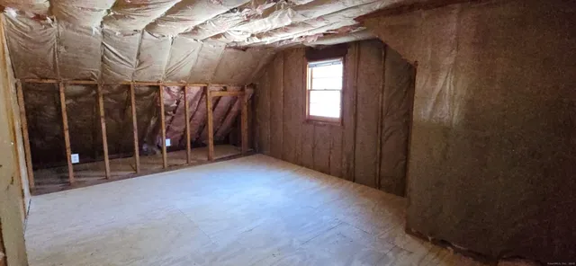 a view of a room with a door