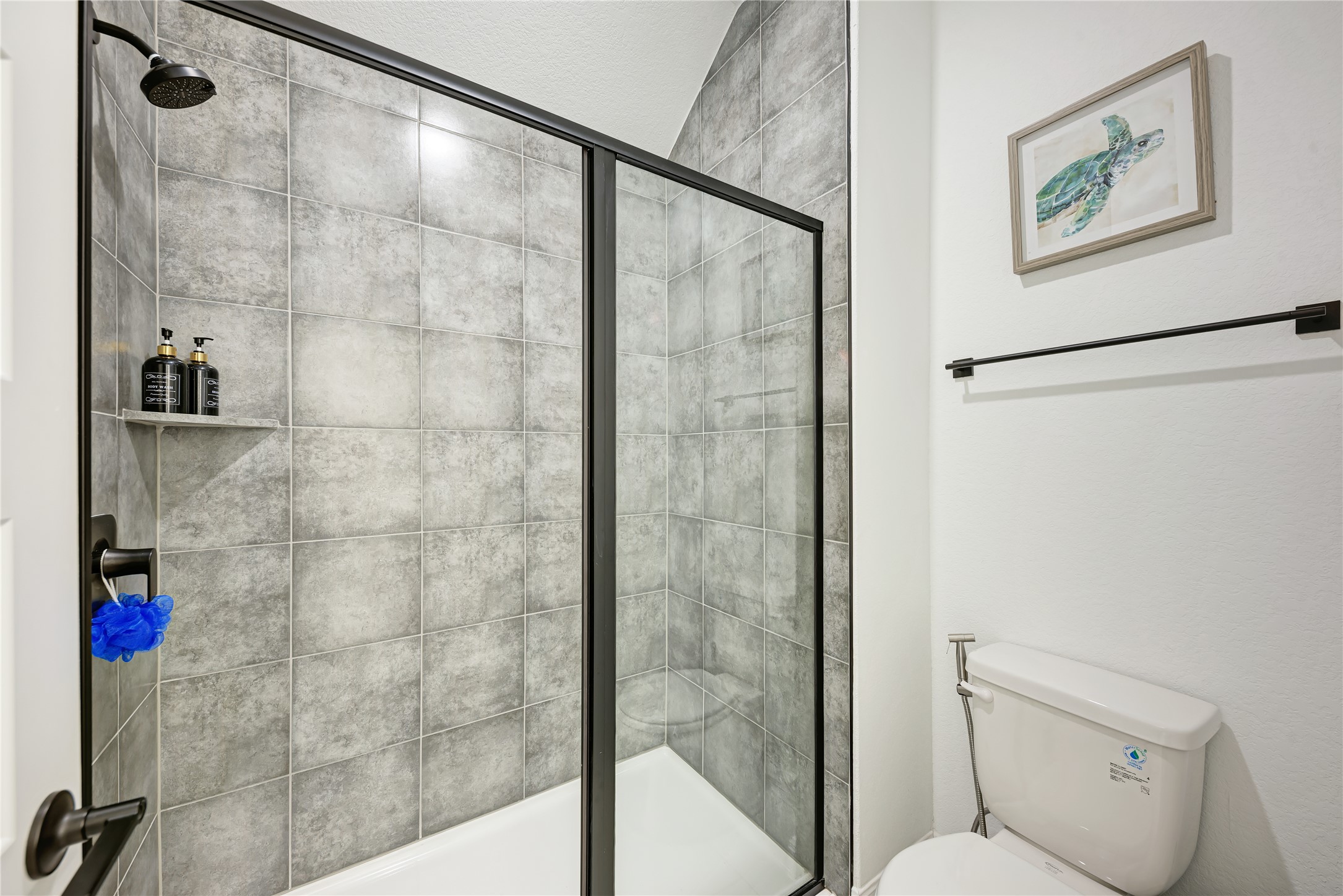316 Regatta Trail Leander, TX 78641 - Photo 30 of 37 Shower enclosure with matte black framing and hardware