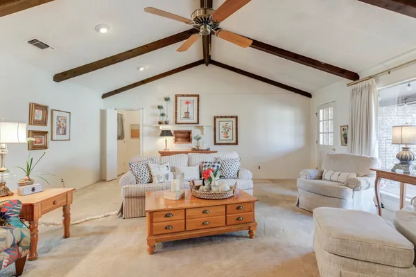 a living room with furniture