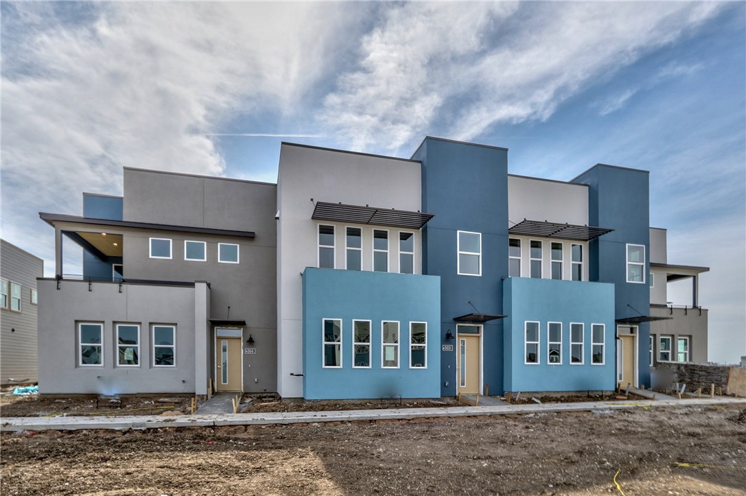 a front view of residential houses