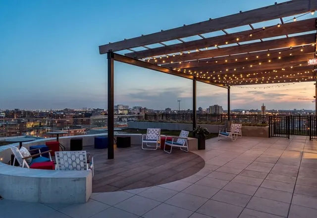 a terrace view with sitting space