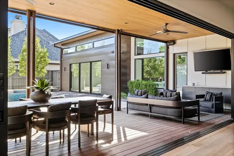 a view of a patio with couches