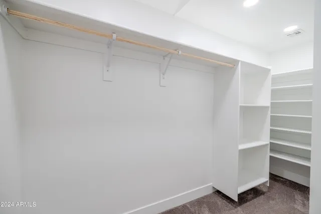 a view of an empty walk in closet
