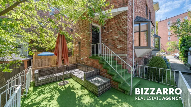 a view of a wooden bridge from a balcony