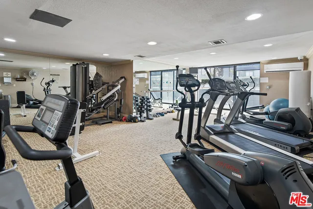 a view of a room with gym equipment