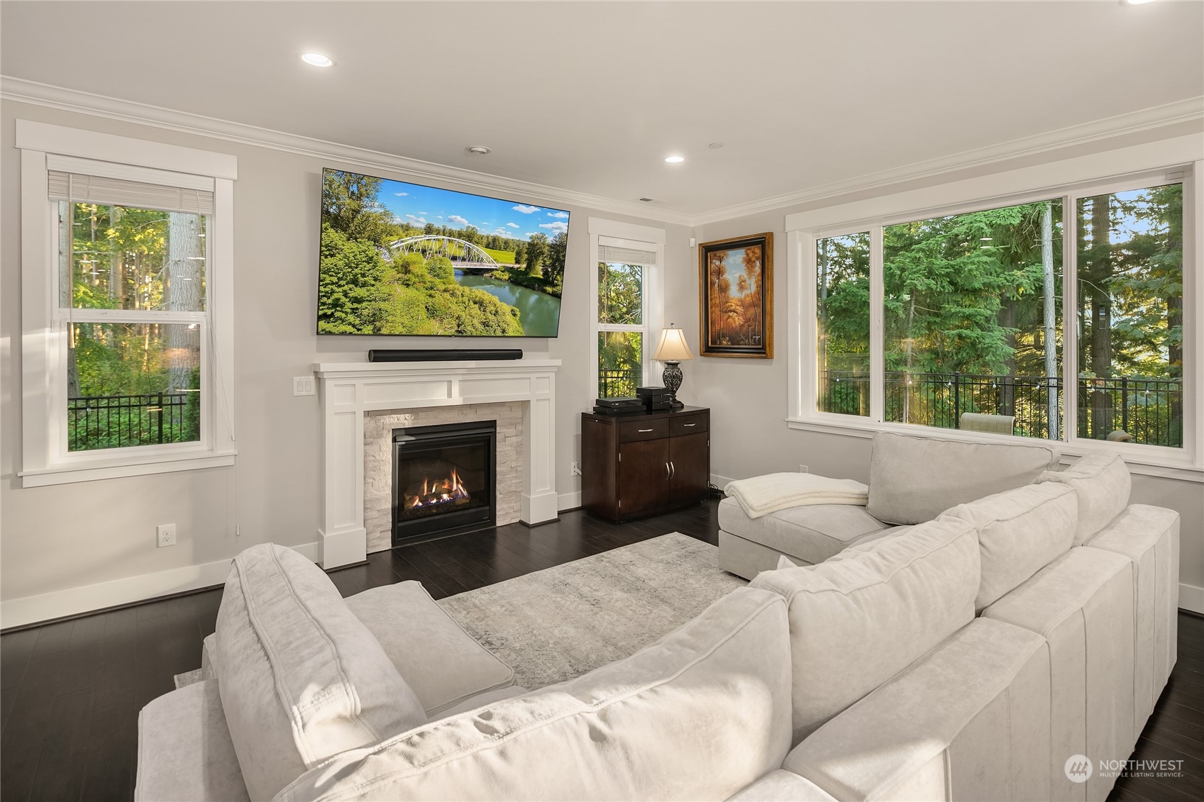 17221 93rd Place Northeast Bothell, WA 98011 - Photo 5 of 32 a living room with furniture a large window and a fireplace