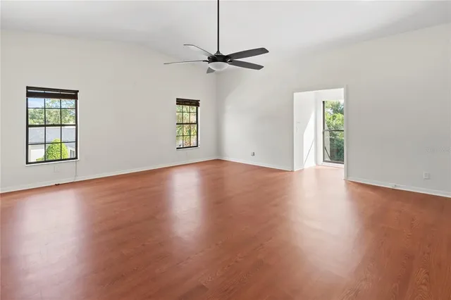 a view of an empty room with empty racks