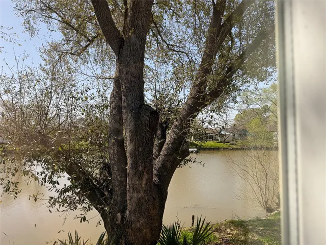 a view of lake from door