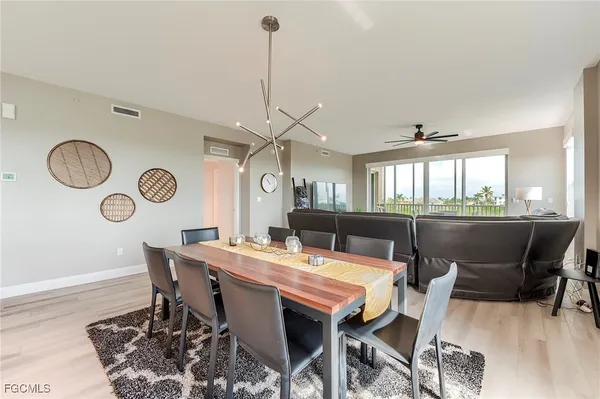 a view of a dining room and livingroom