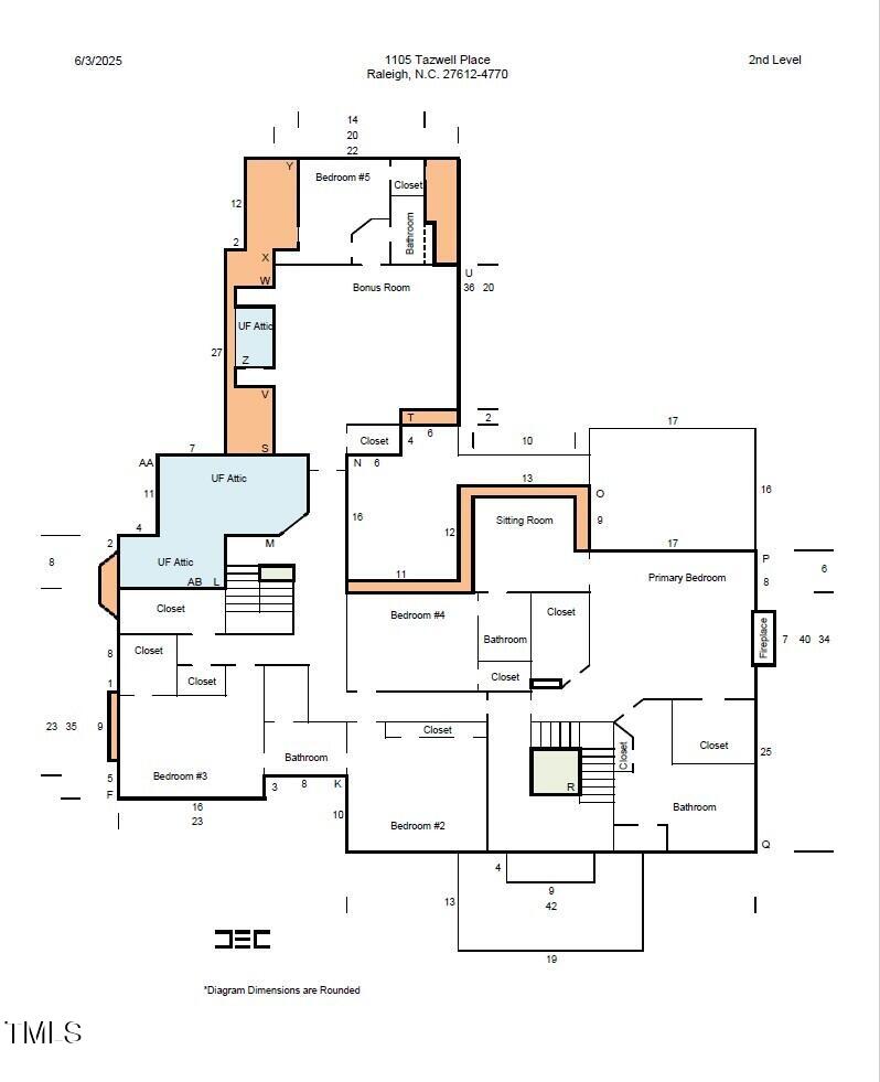 1105 Tazwell Place Raleigh, NC 27612 - Photo 71 of 72 2nd Floor--Sketch