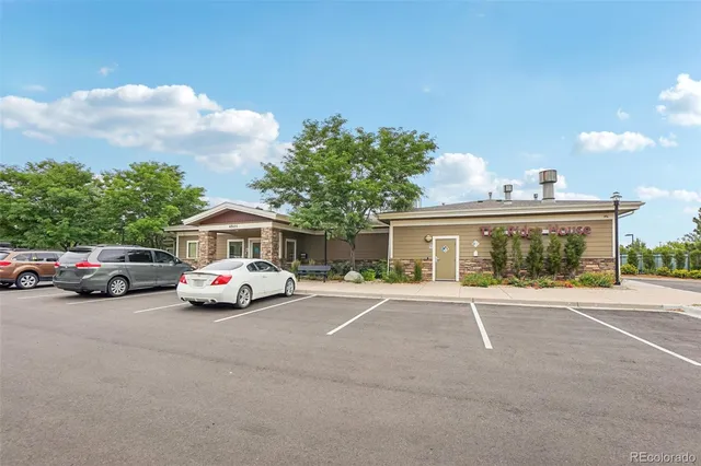 an outdoor view with patio