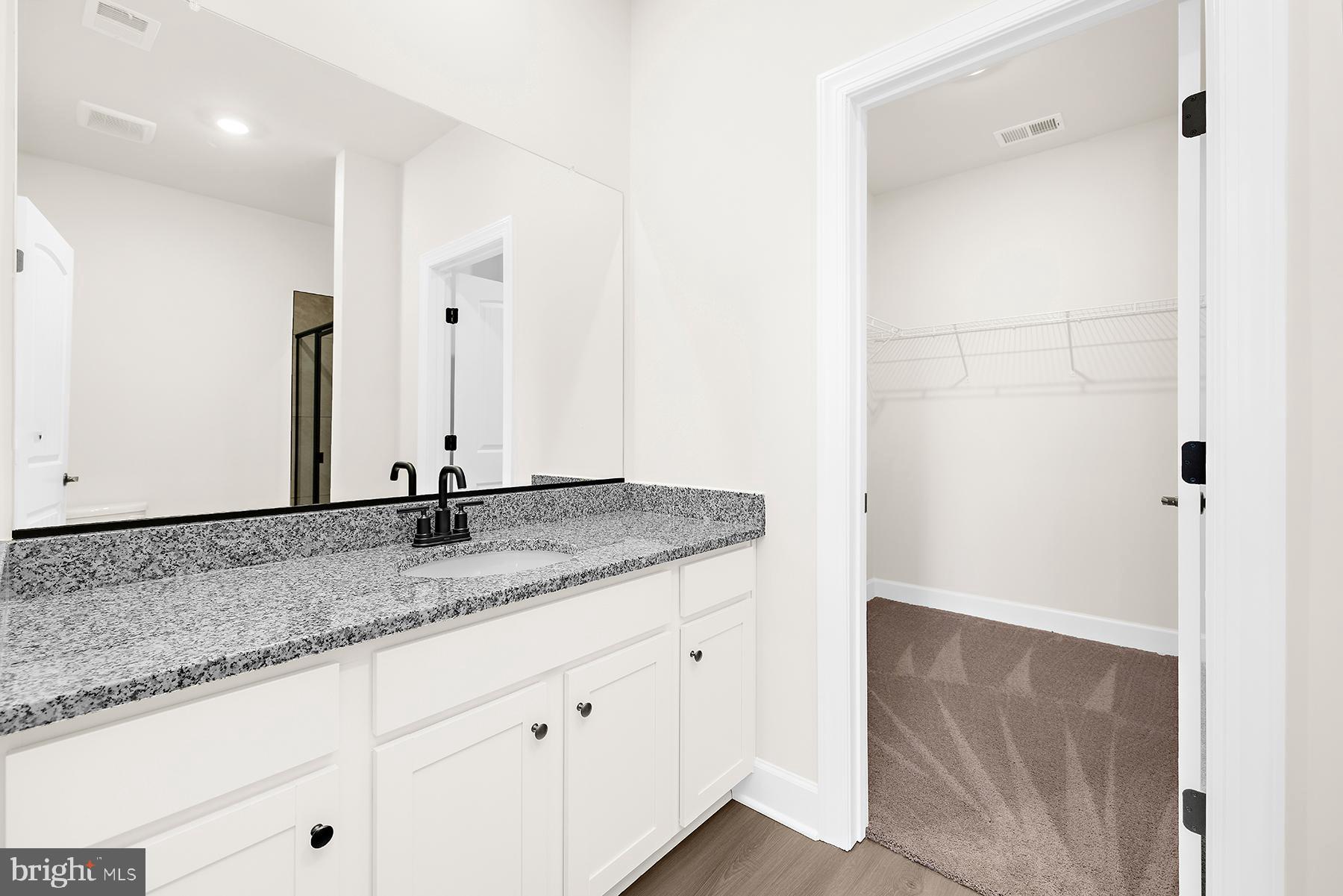 5211 McCormick Avenue Baltimore, MD 21206 - Photo 14 of 20 a bathroom with a granite countertop sink and a mirror