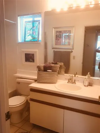 a bathroom with a toilet a sink and mirror